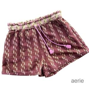 AERIE | NWOT COTTON JACQUARD SHORTS TASSEL TIES PULLON ELASTIC WAIST | LARGE